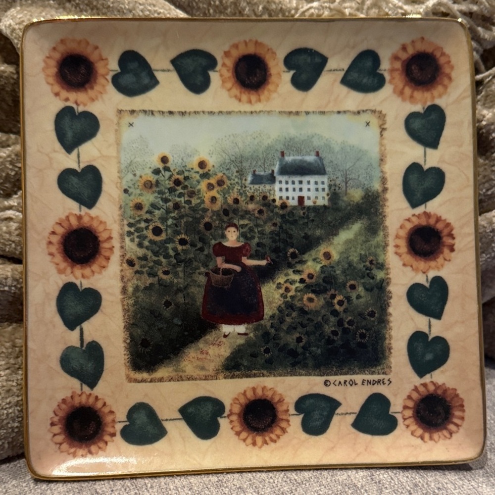 Carol Endres “Anna’s Field” Sunflower Path Porcelain Plate, Limited Ed, #1546